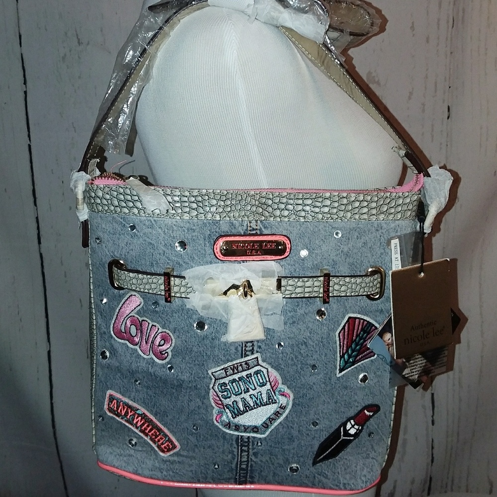 NWT Nicole Lee Athena Patch Print Crossbody Bag HT